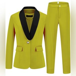 Lemon lime Women's Chic 2 Piece One button Business Suit *NEW*